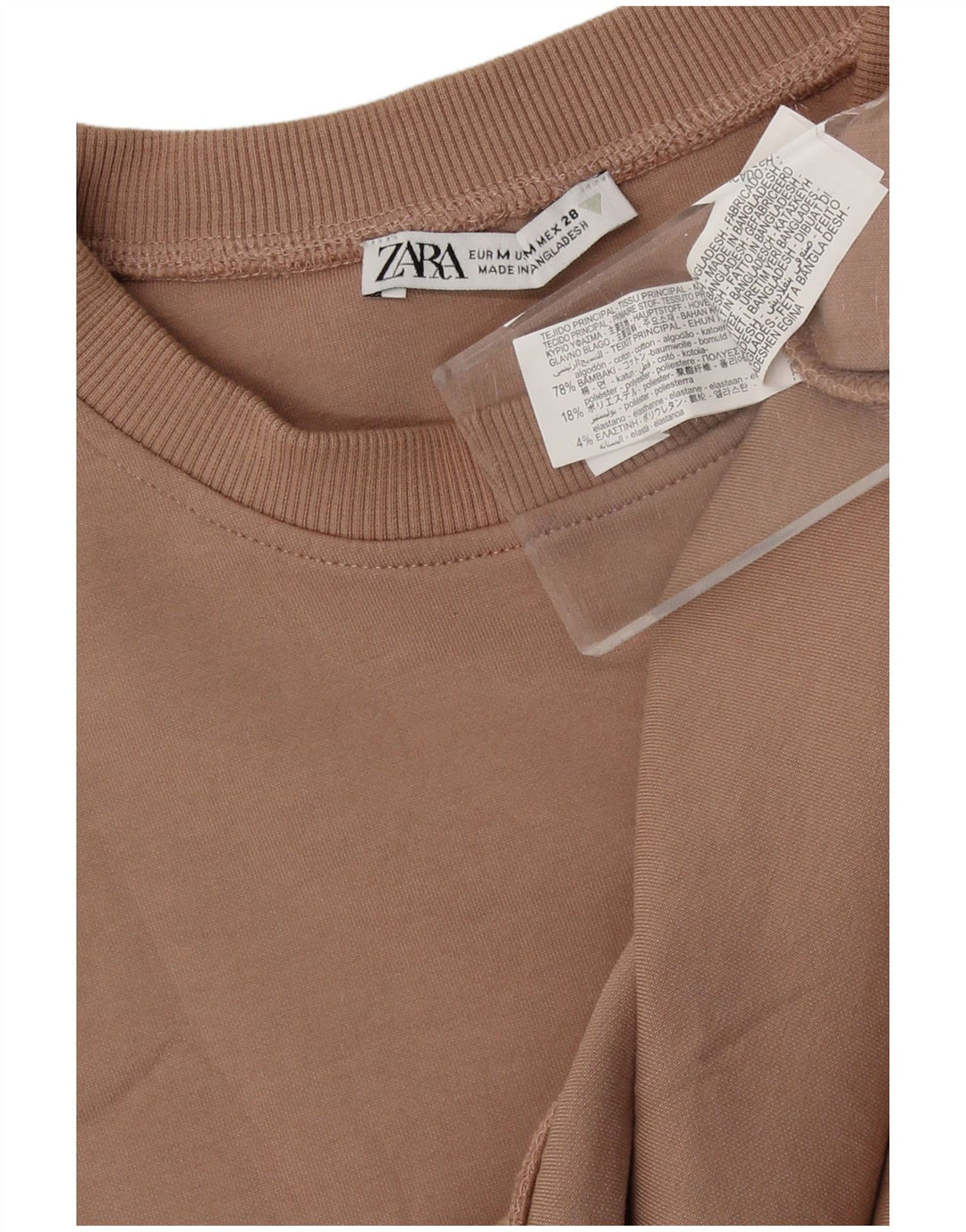 Zara moletom feminino oversized jumper UK 14 algodão bege médio