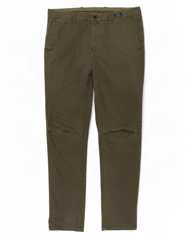 Tommy Hilfiger Calça Chino Masculina Slim W34 L32 Cáqui Houndstooth Algodão