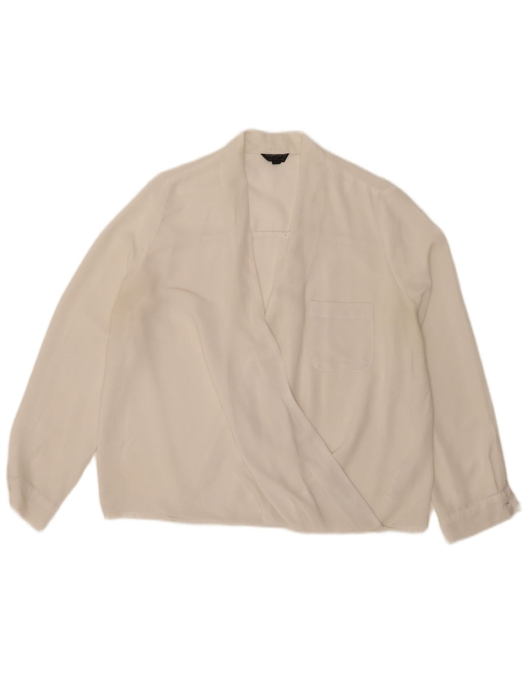 Blusa feminina de manga comprida Topshop UK 12 poliéster branco médio