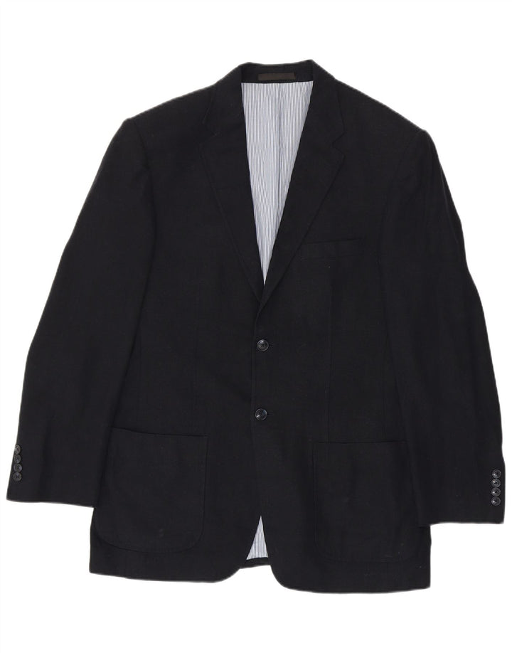 Jaqueta blazer masculina de 2 botões Marks & Spencer Reino Unido 38 linho azul marinho médio