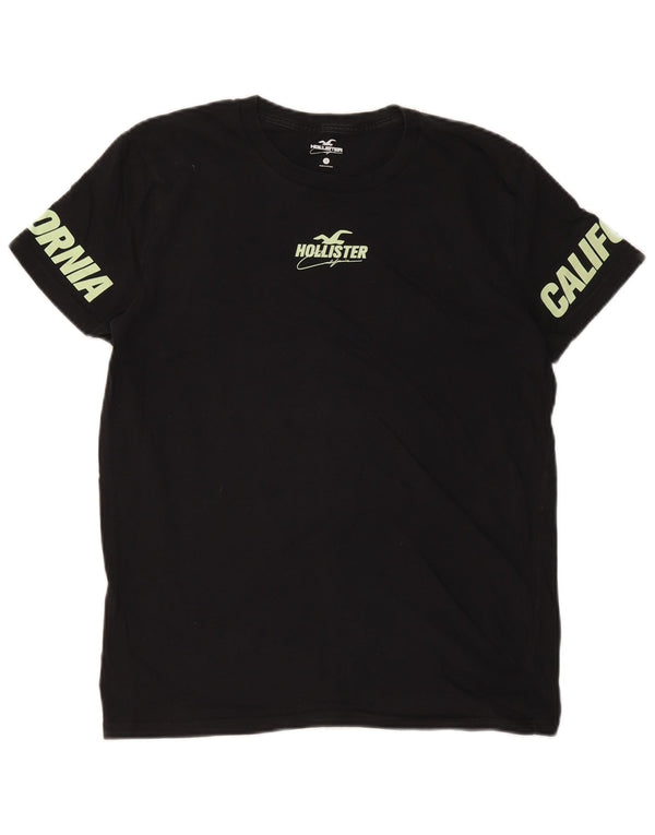 Hollister Camiseta masculina gráfica top pequeno preto