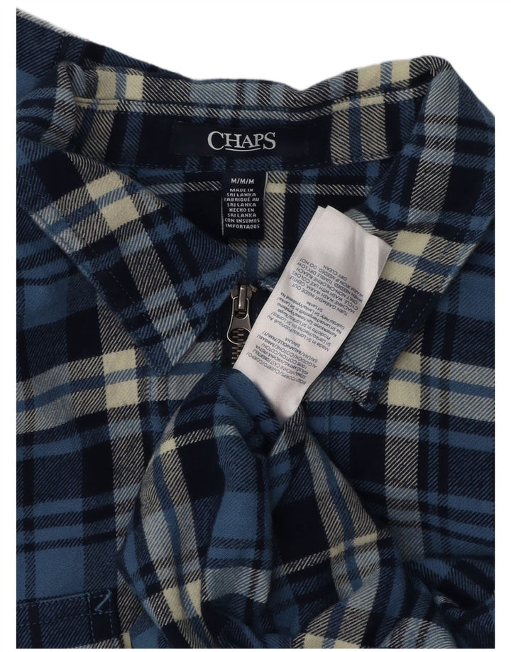 Pulôver feminino de flanela CHAPS Reino Unido 14 algodão xadrez azul médio