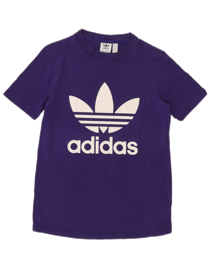 ADIDAS Womens Graphic T-Shirt Top UK 4 XS Roxo Algodão