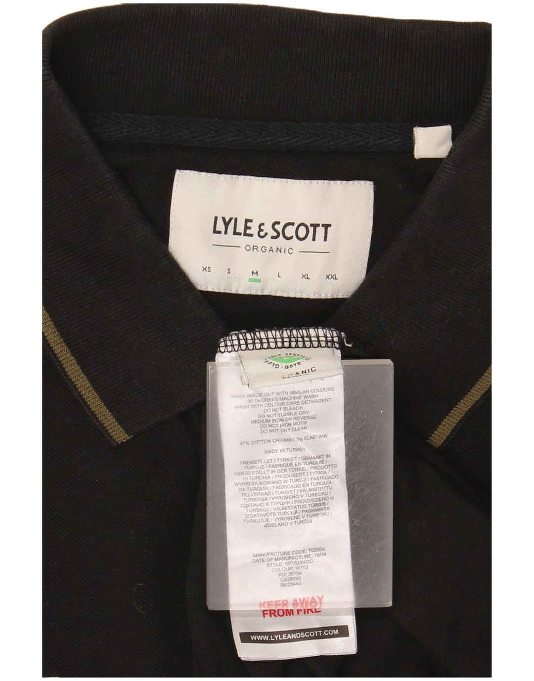Camisa polo masculina Lyle & Scott de algodão preto médio