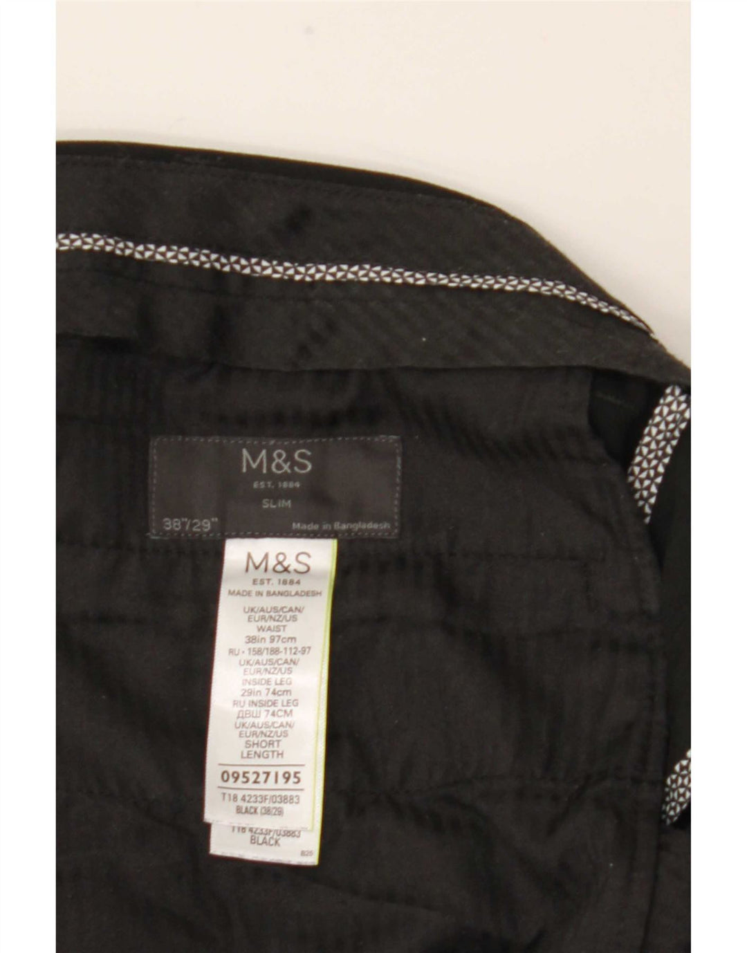 Calça masculina Marks & Spencer Slim Suit W38 L29 poliéster preto