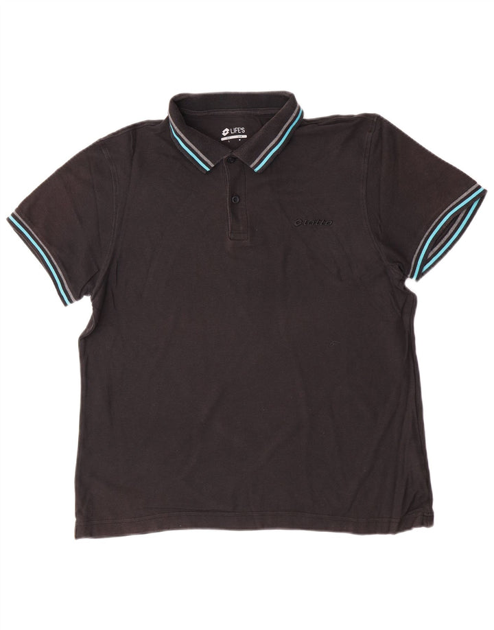 Camisa polo masculina Lotto de algodão preto médio