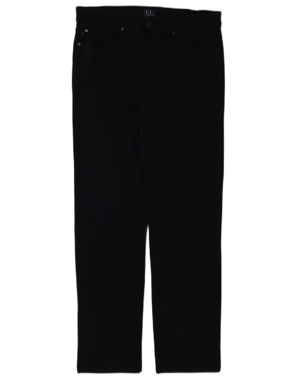Trussardi Calça masculina reta casual W34 L30 algodão azul marinho