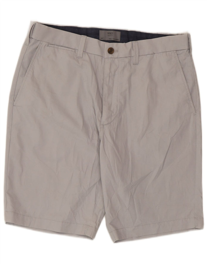 Shorts chino masculino Marks & Spencer W34 grande algodão cinza