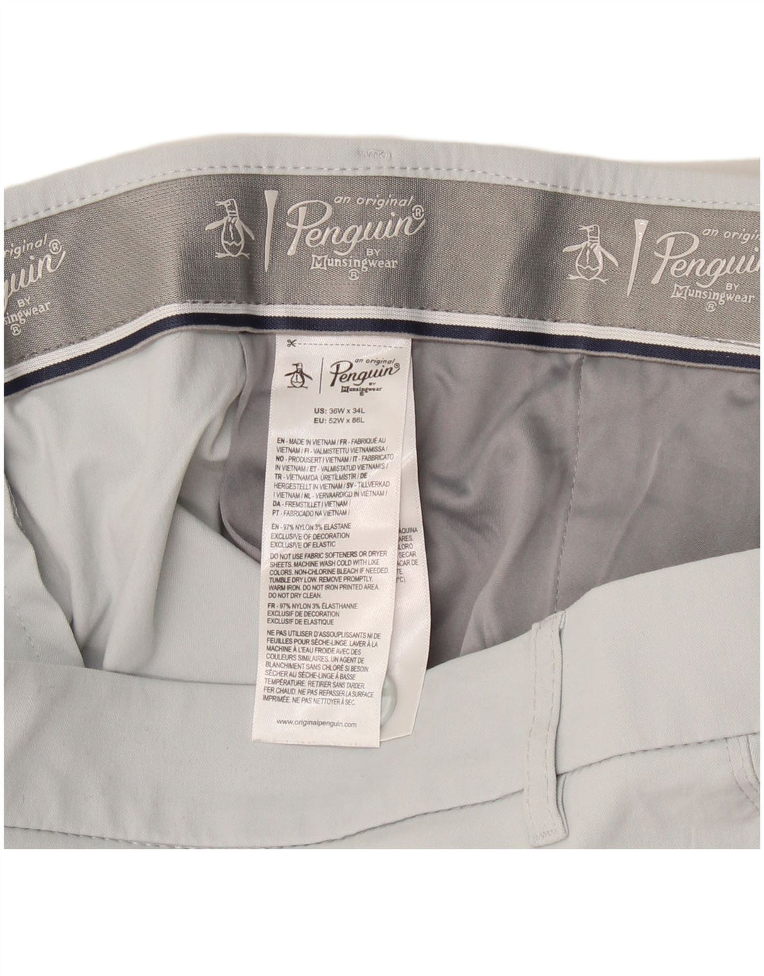Calça Chino Masculina Slim Penguin W36 L34 Cinza Nylon