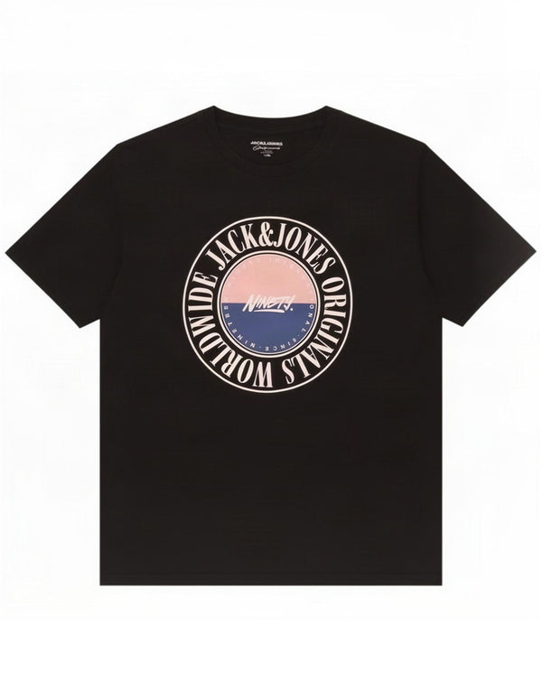 Jack & Jones Mens Graphic T-Shirt Top XL Black