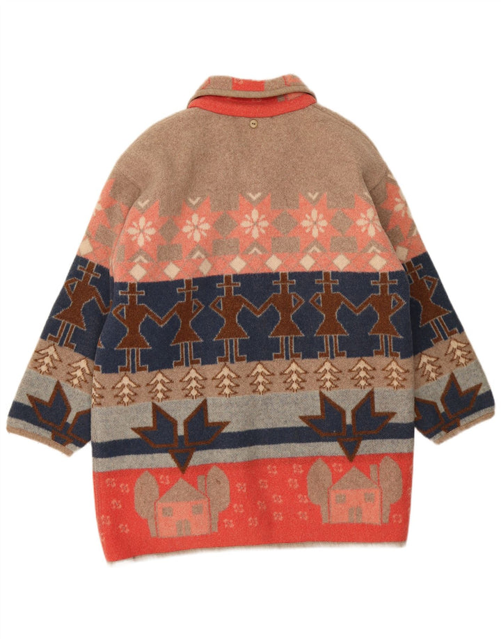 Sobretudo feminino Amourelle UK 14 médio multicolorido Fair Isle novidade