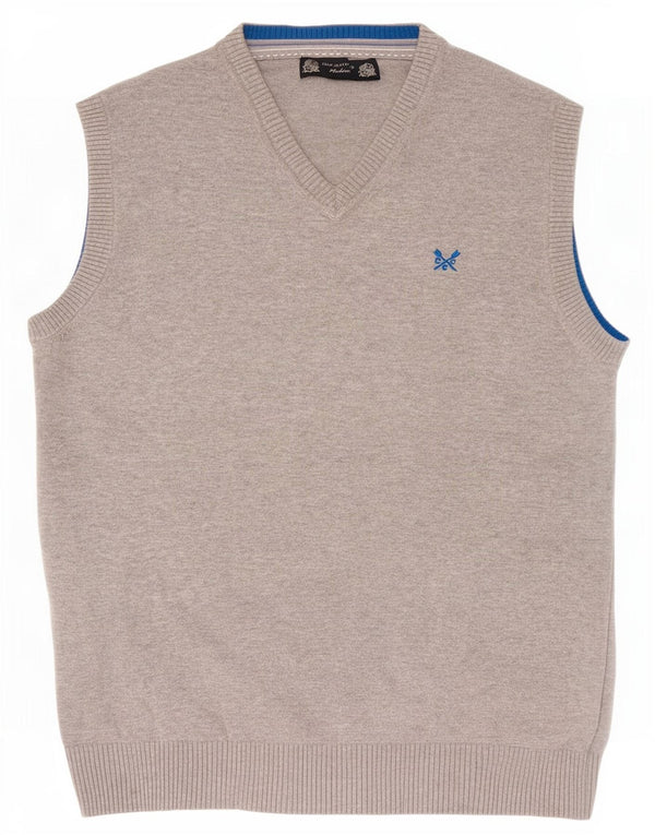 Crew Clothing Mens Colete Regata Algodão Cinza Médio