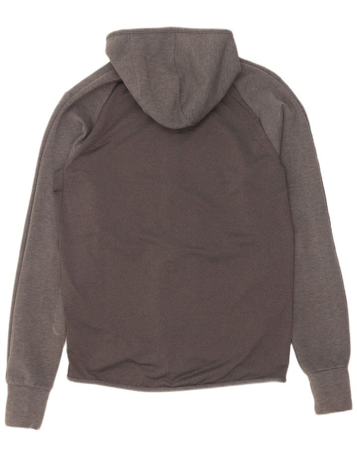 Adidas masculino zip moletom com capuz médio algodão cinza