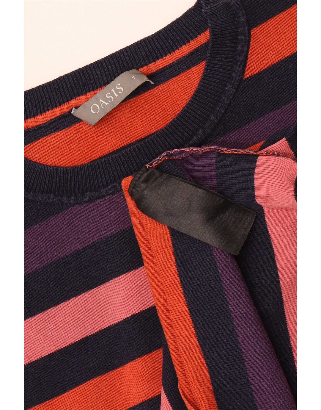 Suéter feminino Oasis com gola redonda e listrado pequeno multicolorido UK 10