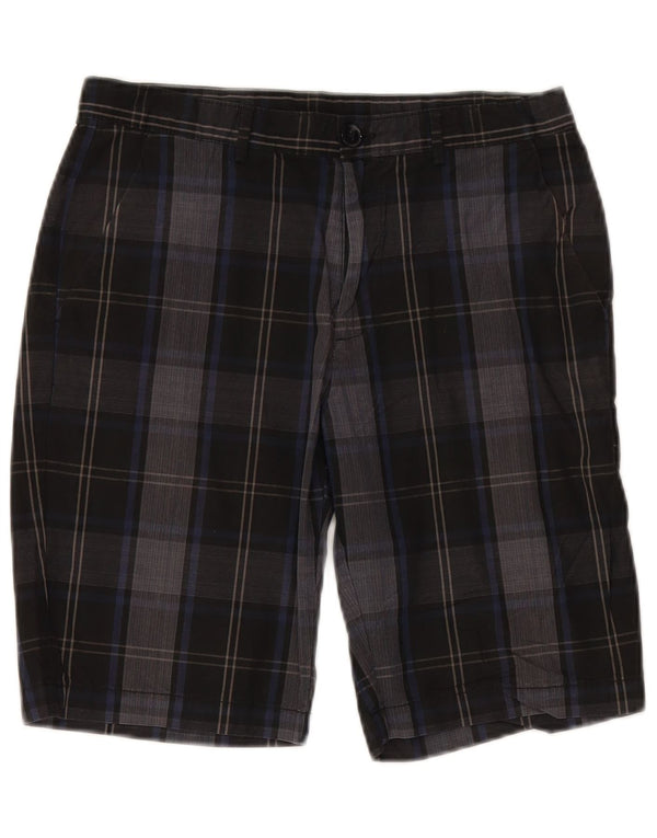 CALVIN KLEIN Mens Chino Shorts W30 Medium Black Check Cotton