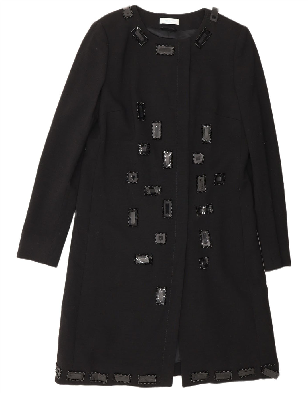 Jaqueta blazer Longline feminina Emilio Pucci Reino Unido 14 lã virgem preta média