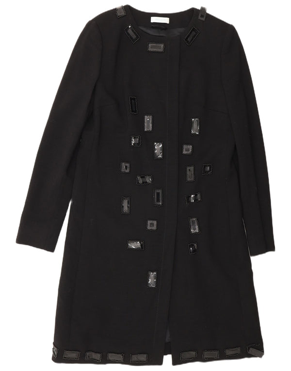 Jaqueta blazer Longline feminina Emilio Pucci Reino Unido 14 lã virgem preta média