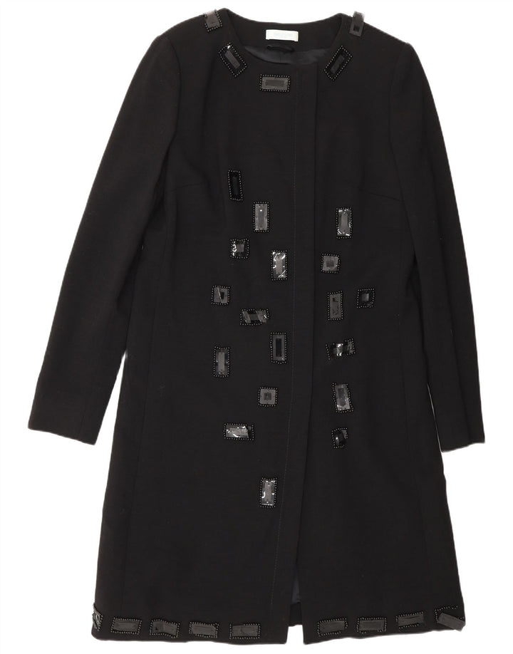 Jaqueta blazer Longline feminina Emilio Pucci Reino Unido 14 lã virgem preta média
