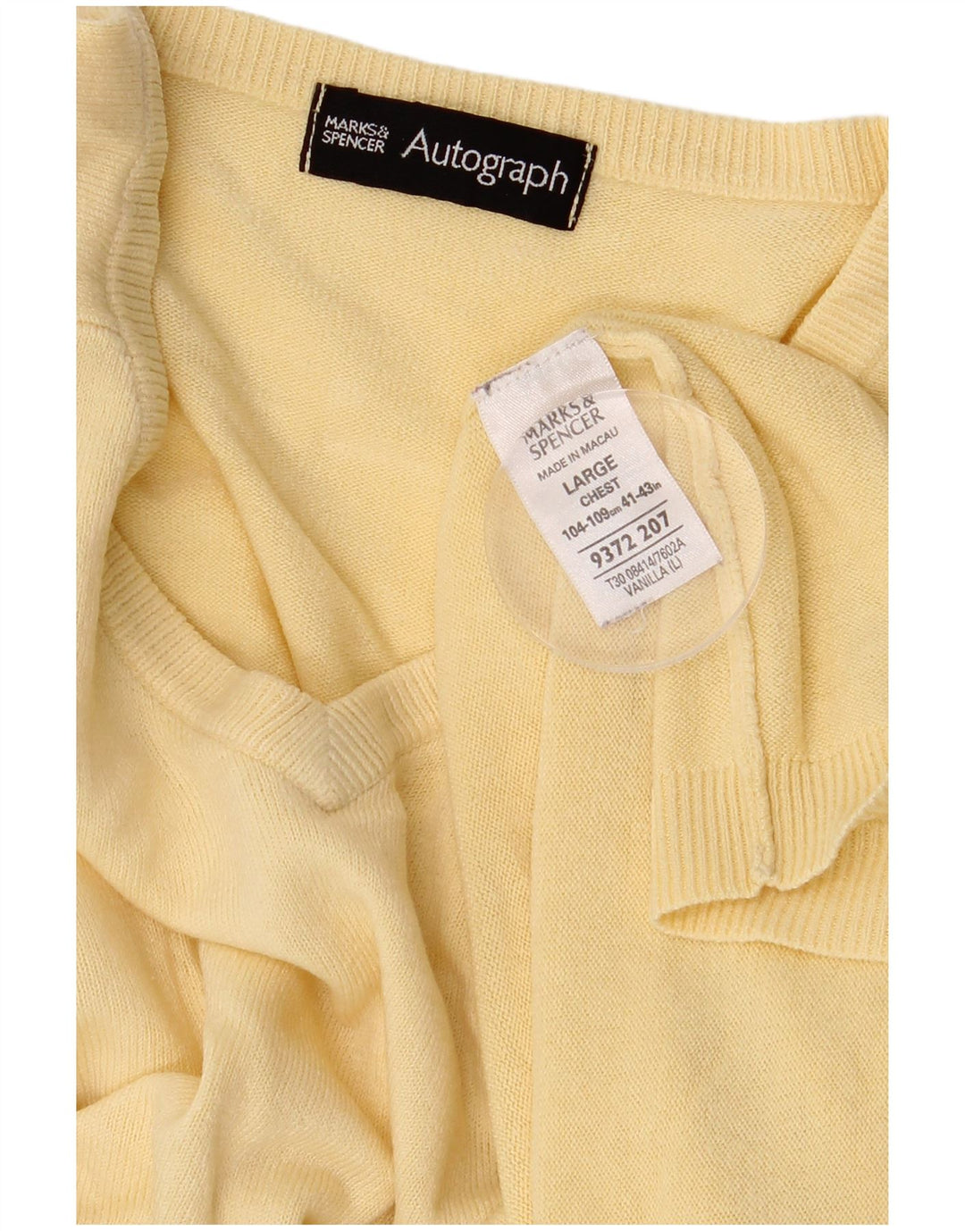 Suéter masculino Marks & Spencer Autograph com decote em V grande acrílico amarelo