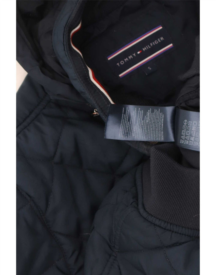 Jaqueta masculina acolchoada com capuz Tommy Hilfiger Reino Unido 36 poliéster azul marinho pequeno