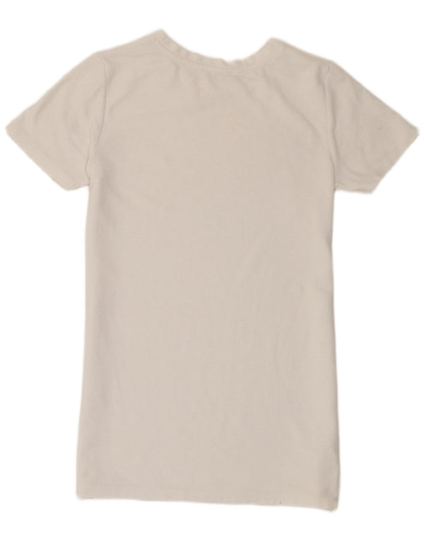 Camiseta feminina Zara Top UK 10 pequeno algodão branco