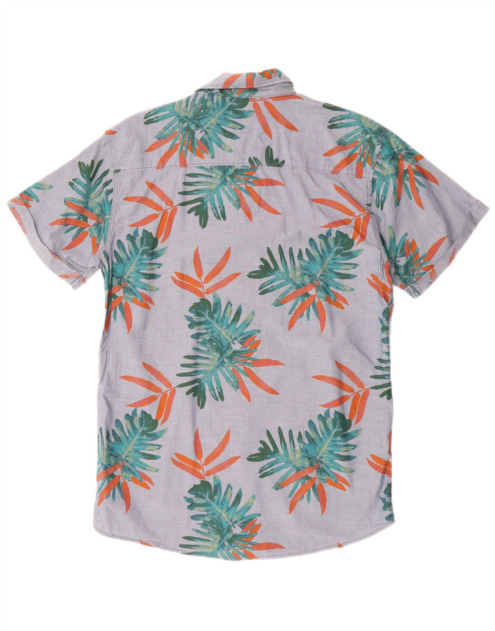 Camisa masculina de manga curta JACK & JONES algodão floral cinza médio