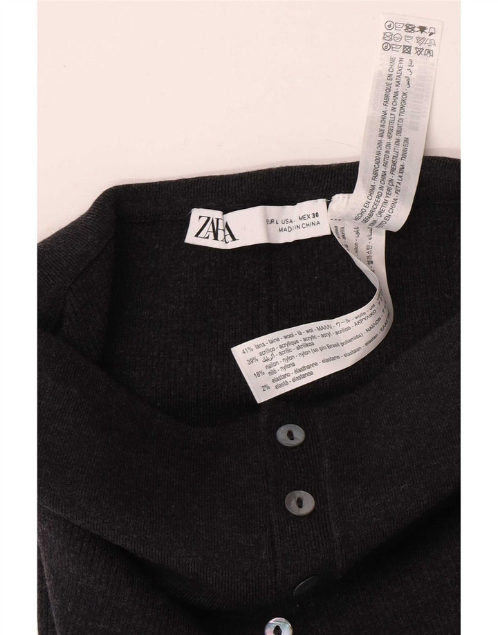 Zara Leggings feminino de cintura alta Reino Unido 14 grande lã cinza