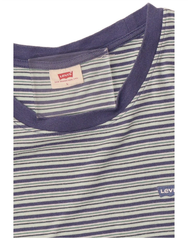 Camiseta feminina LEVI'S UK 14 grande listrada azul