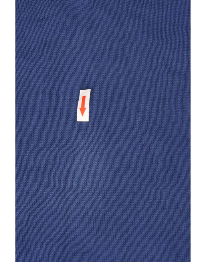 Suéter masculino Marks & Spencer com ajuste regular e decote em V, grande algodão azul