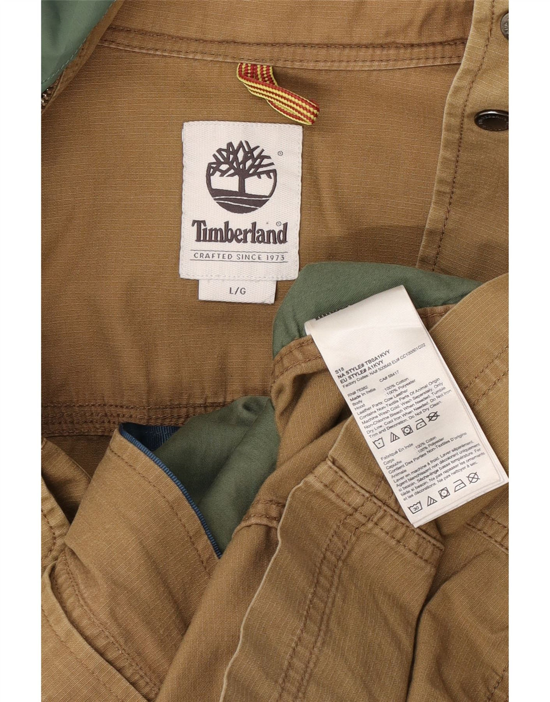 Jaqueta utilitária masculina Timberland com capuz UK 40 grande algodão bege