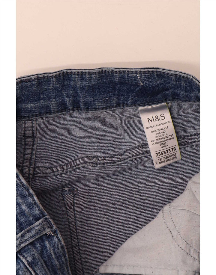 Jeans retos femininos Marks & Spencer Reino Unido 12 médio W30 L29 algodão azul