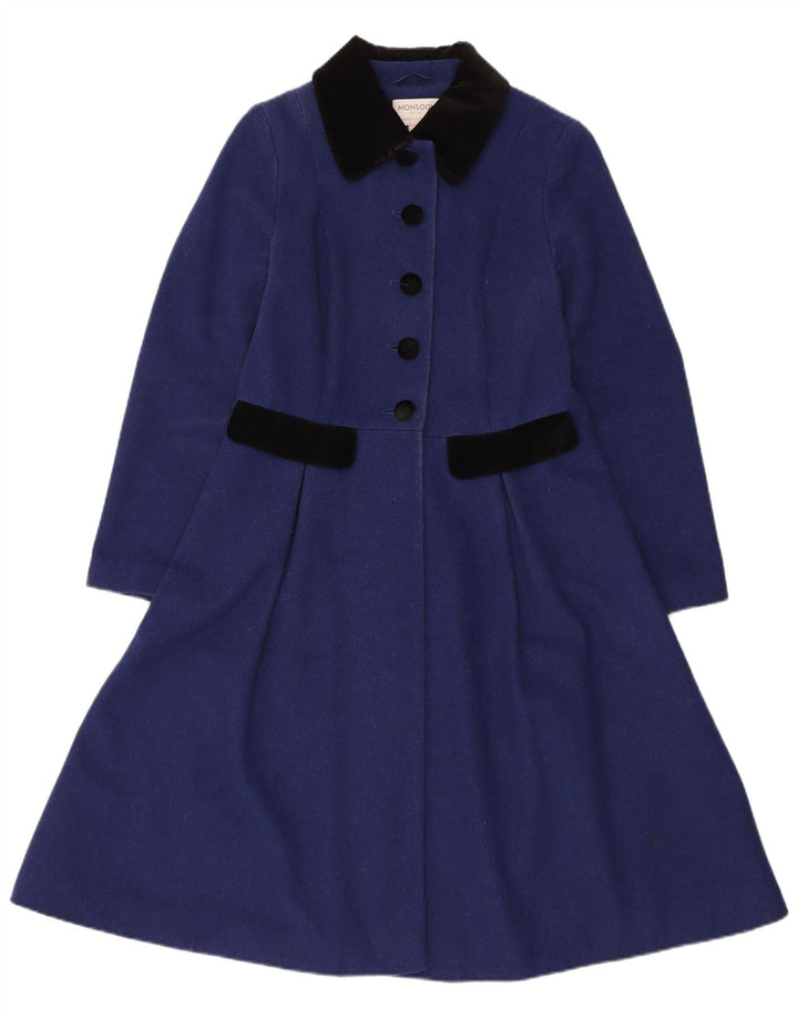 Sobretudo feminino Monsoon UK 10 pequeno bloco colorido azul