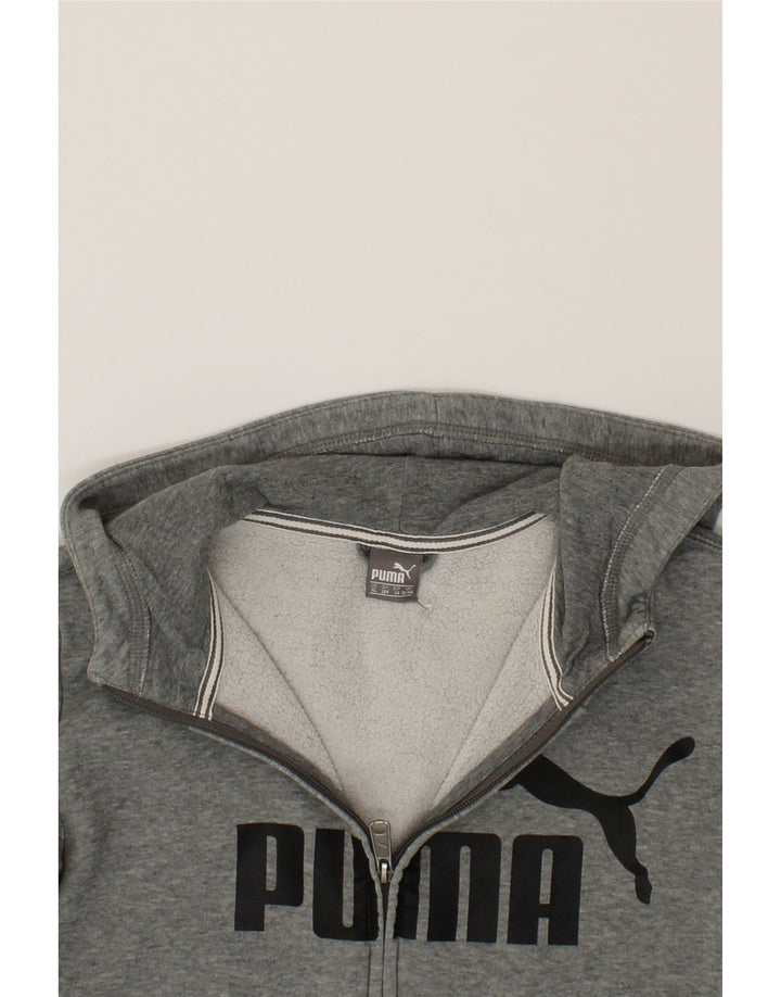 PUMA Boys Graphic Zip Hoodie Sweater 13-14 Years XL Grey Cotton Vintage Puma and Second-Hand Puma from Messina Hembry 