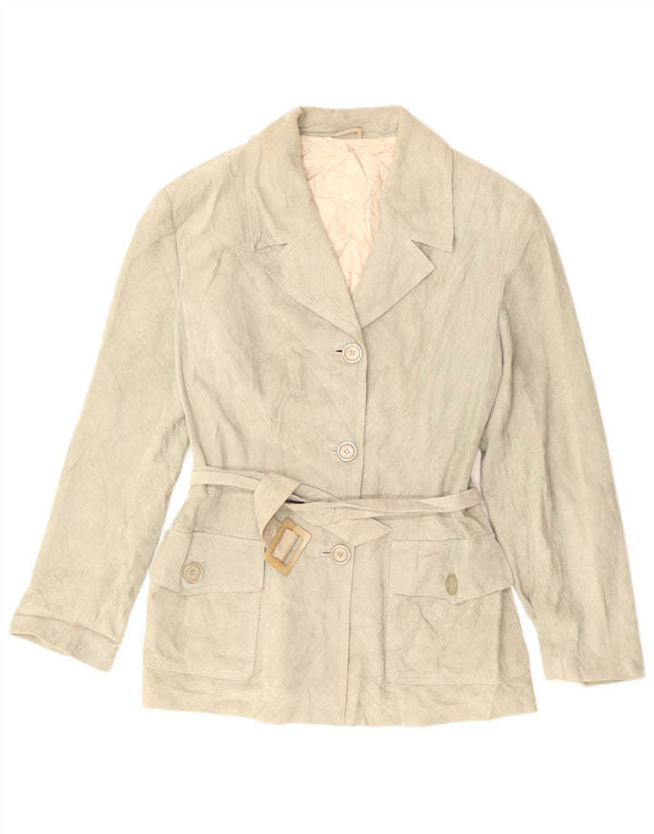 Pollini Jaqueta Blazer Feminina de Camurça com 3 Botões Reino Unido 14 Verde Médio