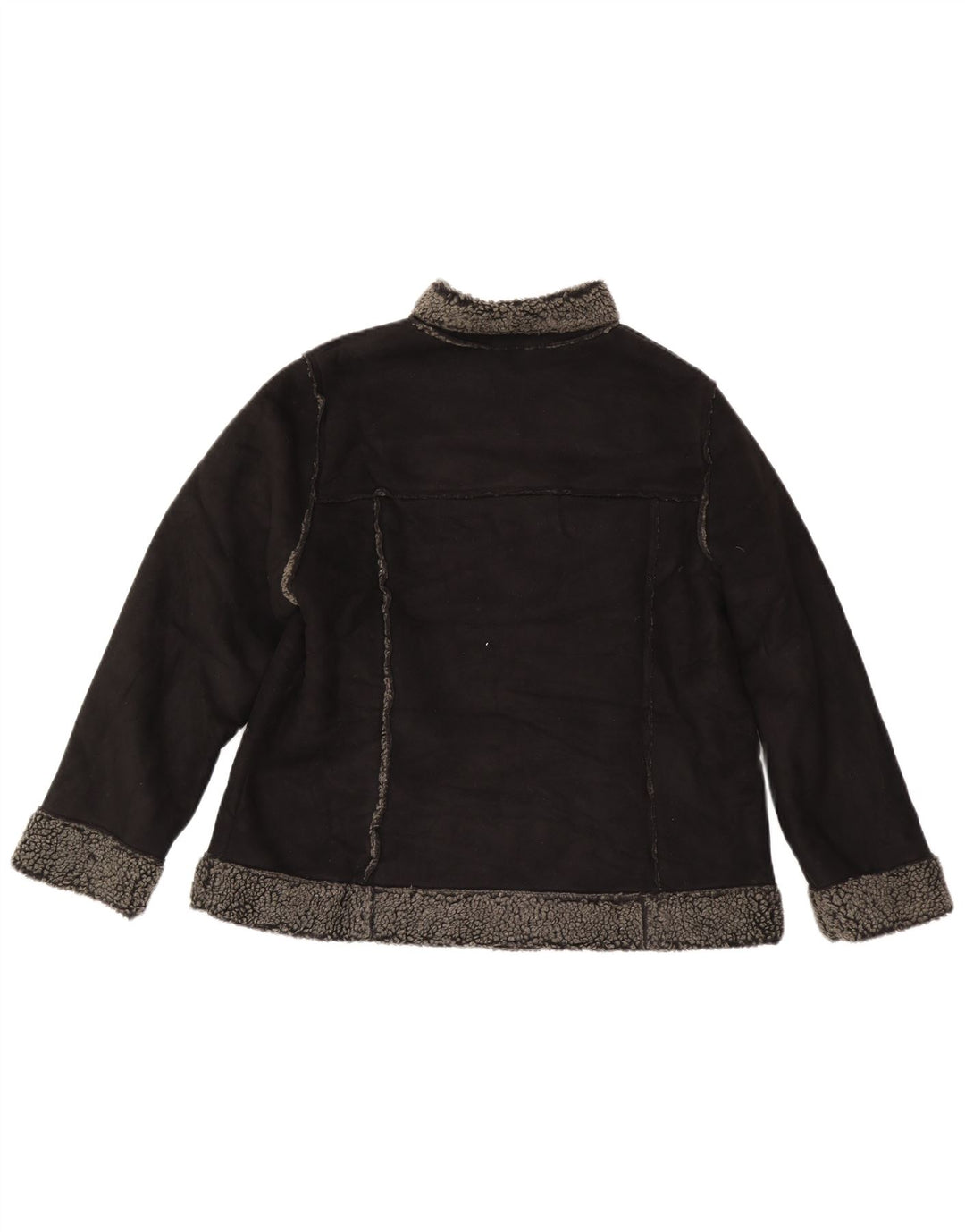 Jaqueta Sherpa Feminina Marks & Spencer Reino Unido 18 XL Poliéster Preto