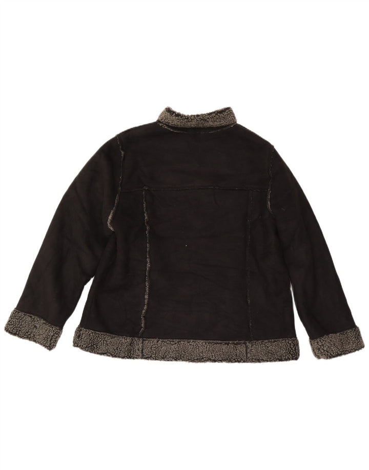 Jaqueta Sherpa Feminina Marks & Spencer Reino Unido 18 XL Poliéster Preto
