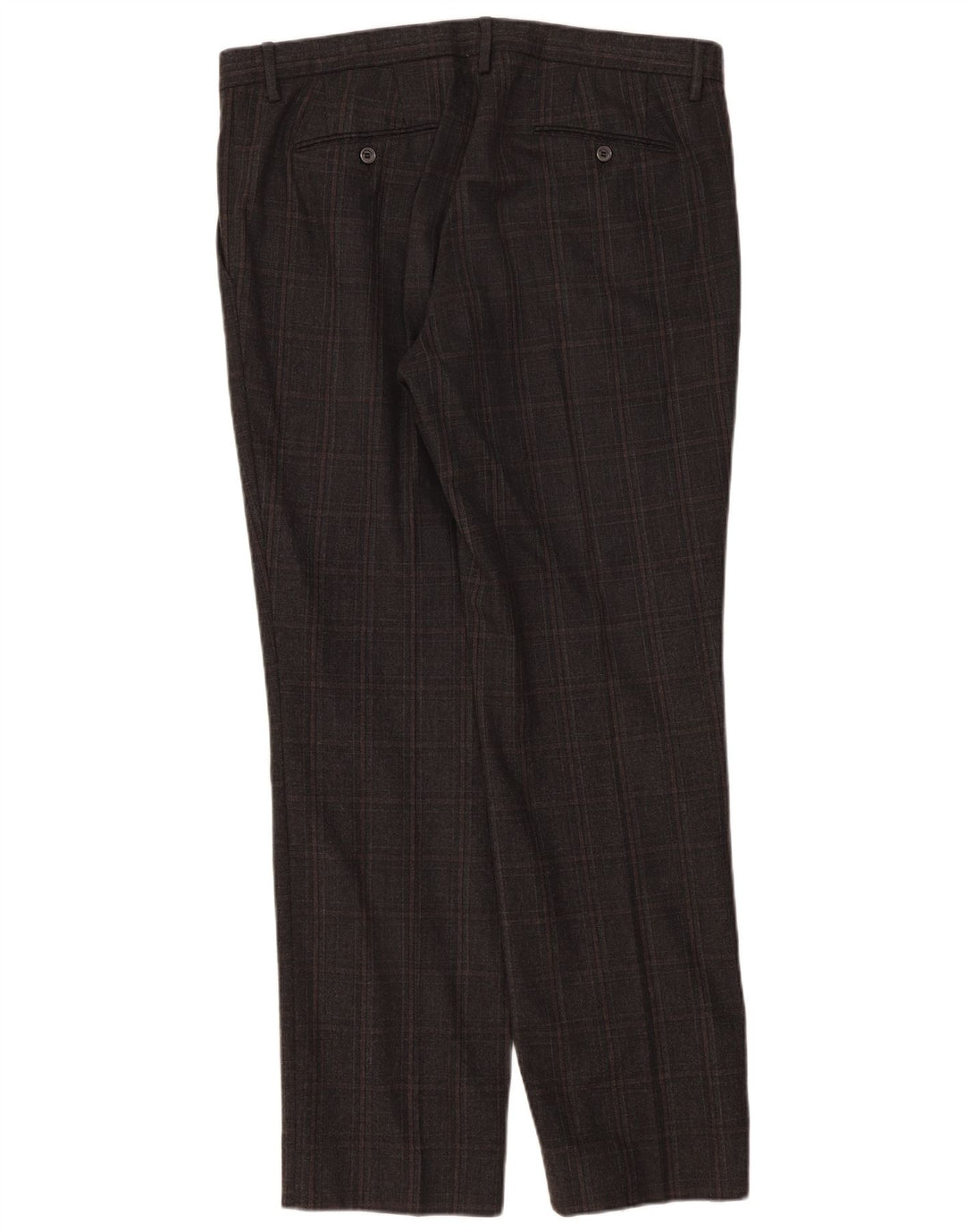 Calça masculina Trussardi de terno reto W36 L33 cinza xadrez lã