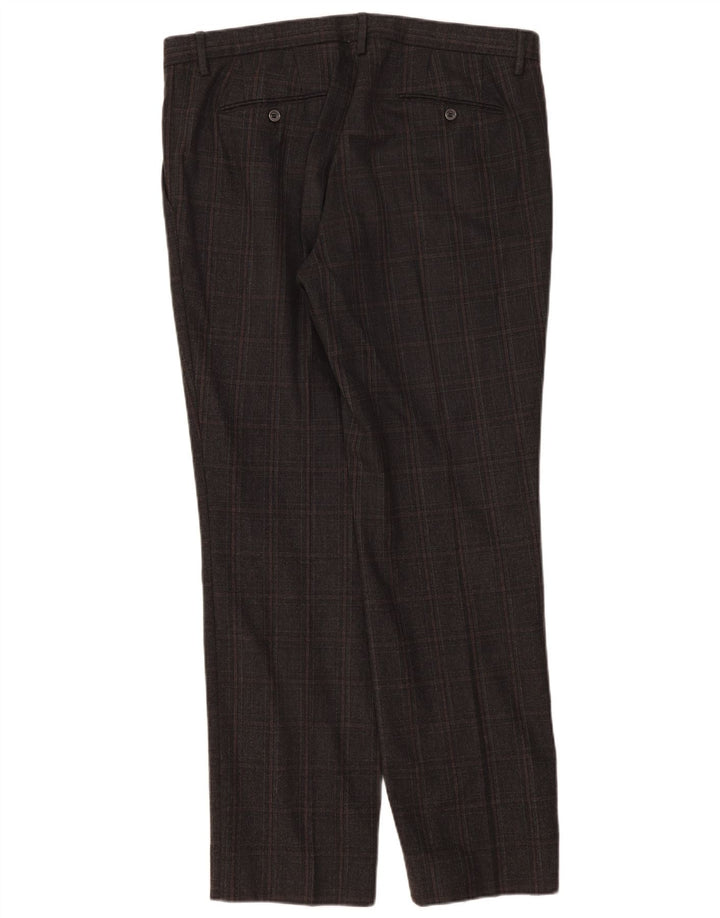 Calça masculina Trussardi de terno reto W36 L33 cinza xadrez lã