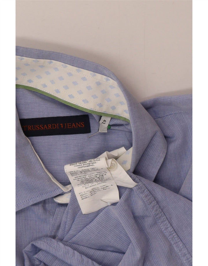 Camisa masculina Trussardi tamanho 42 grande algodão azul