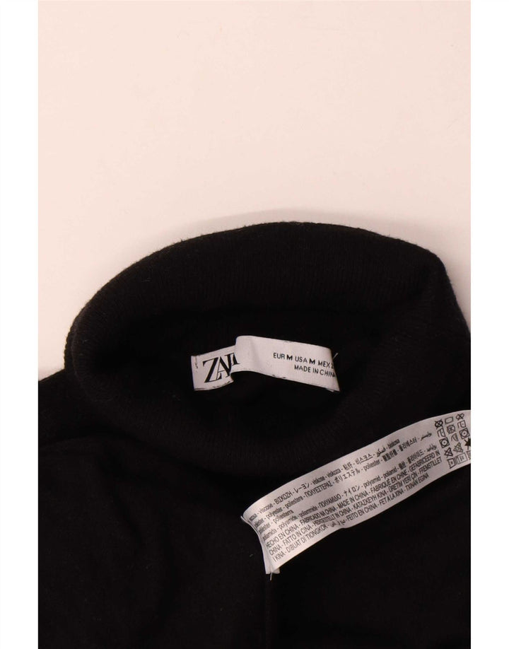 Zara Suéter feminino oversized com gola redonda Reino Unido 14 médio preto viscose