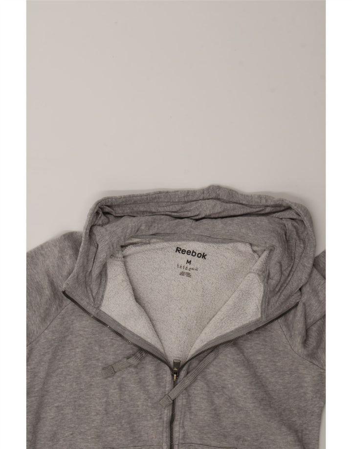 REEBOK Womens Zip Hoodie Sweater UK 14 Medium Grey Cotton Vintage Reebok and Second-Hand Reebok from Messina Hembry 
