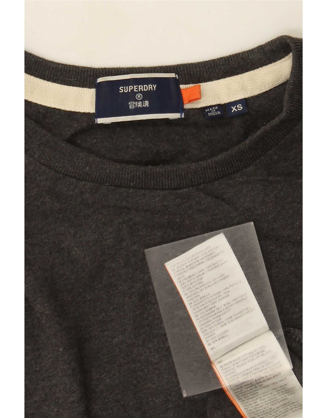 Superdry Mens Top Manga Longa XS Algodão Cinza