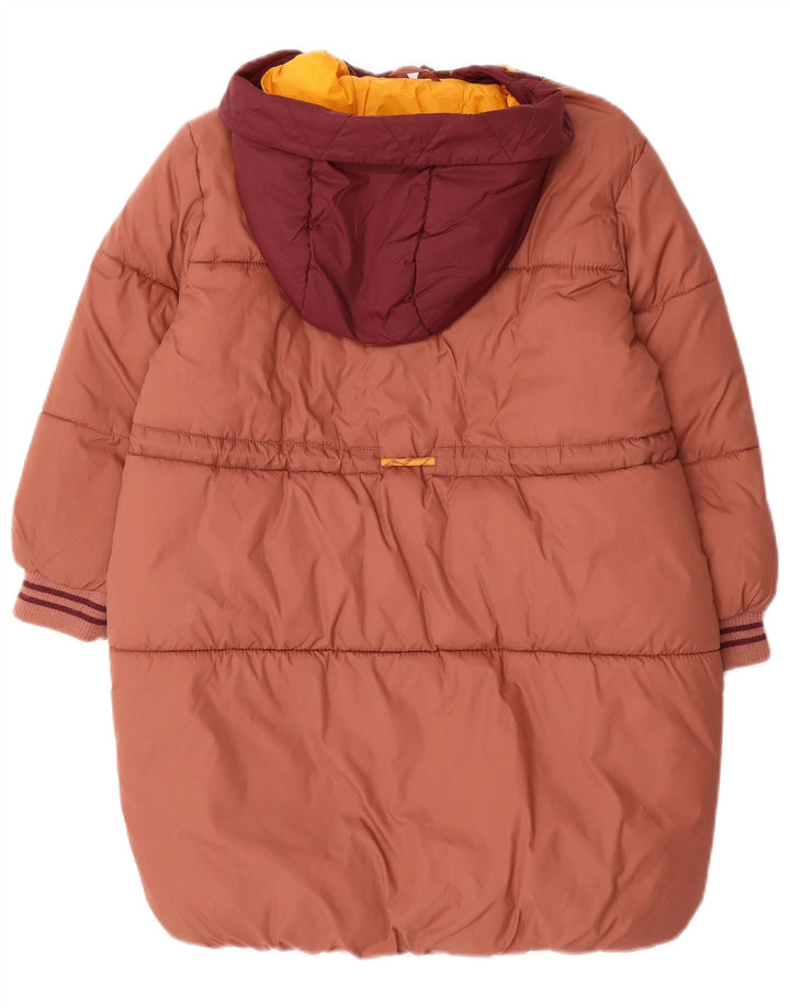 Zara Jaqueta acolchoada com capuz para meninas 8-9 anos marrom Colourblock poliamida