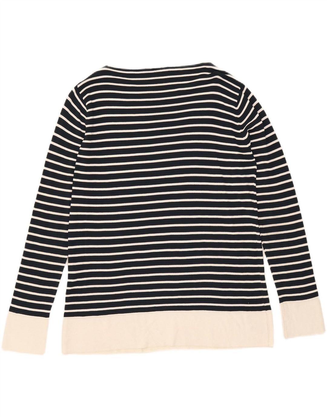 Top feminino Max Mara de manga comprida UK 16 grande listrado azul marinho