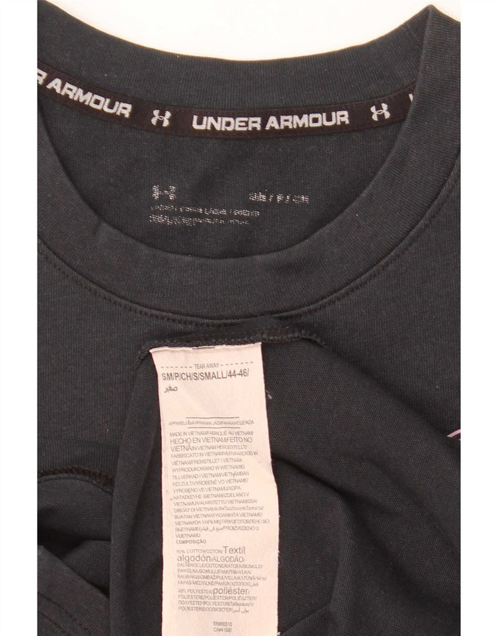Under Armour Camiseta masculina gráfica top pequeno algodão preto
