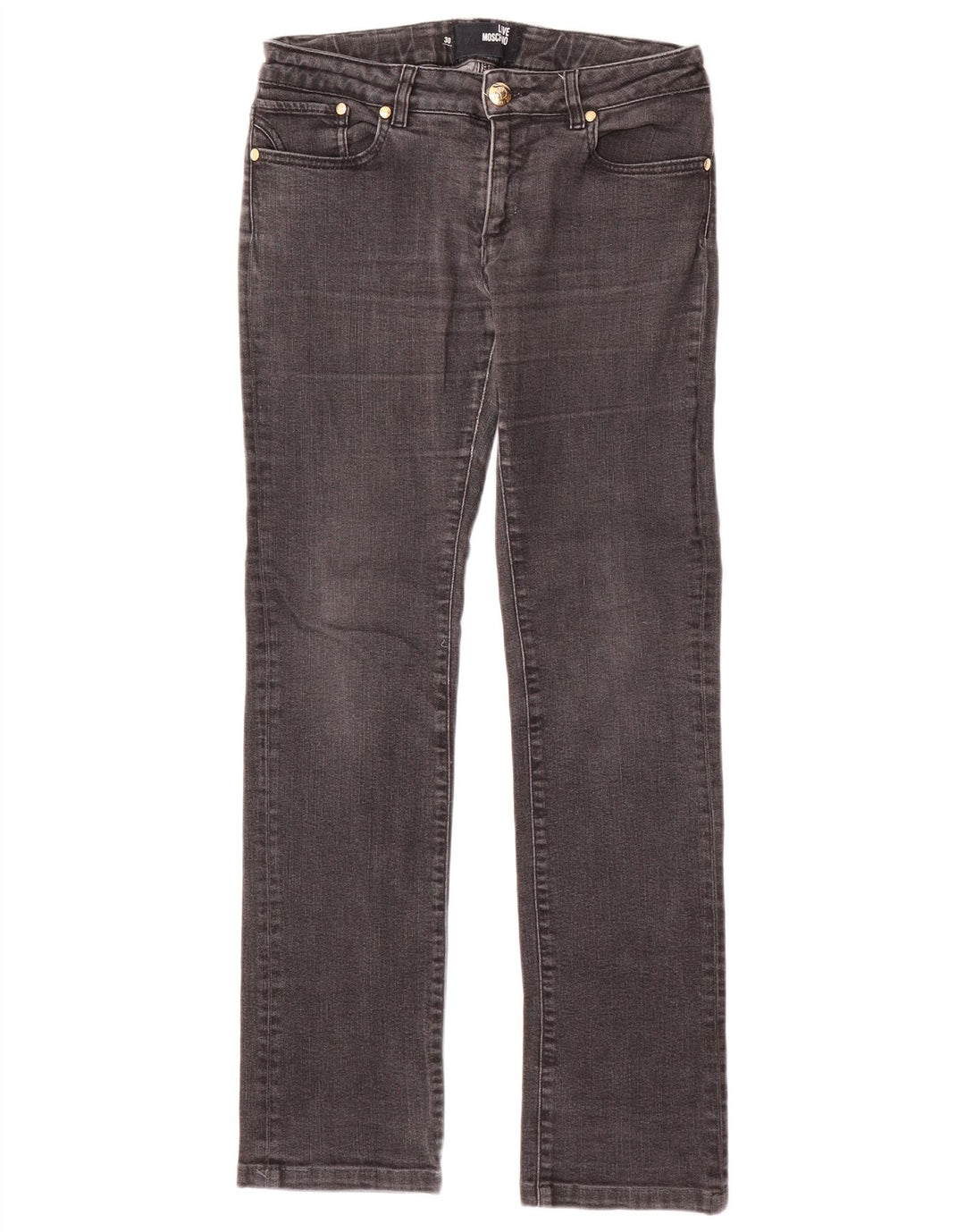 Jeans retos femininos MOSCHINO W30 L31 algodão preto