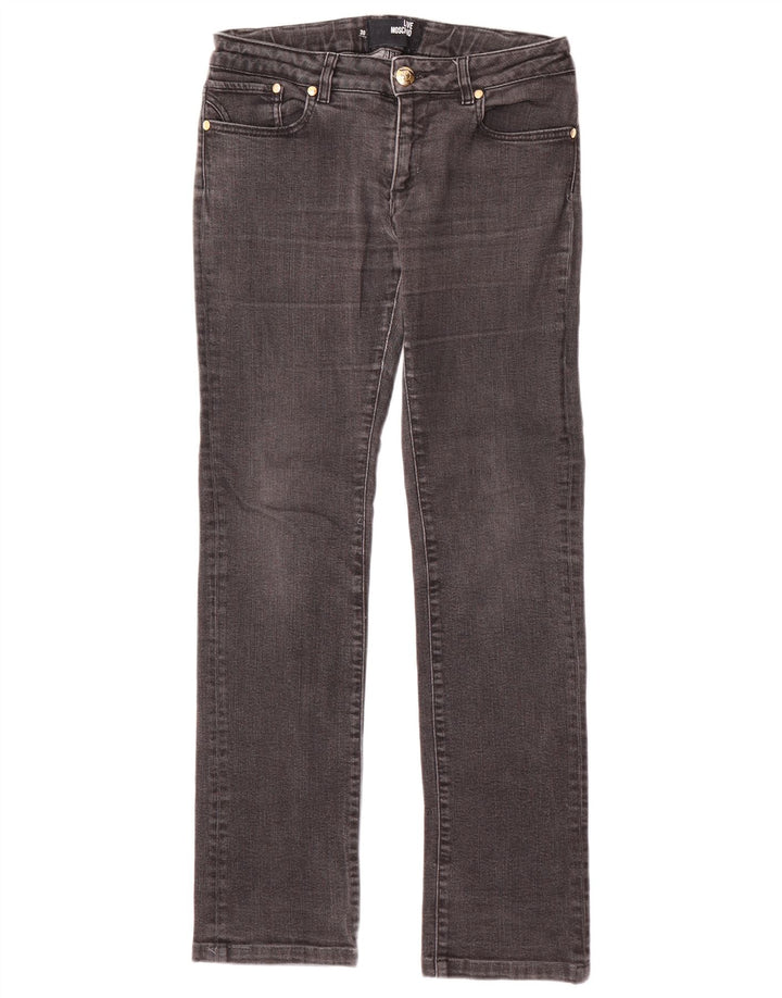 Jeans retos femininos MOSCHINO W30 L31 algodão preto