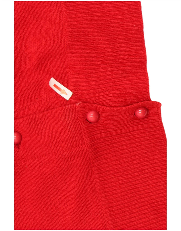 Suéter cardigã feminino vintage Reino Unido 12 lã floral vermelha média