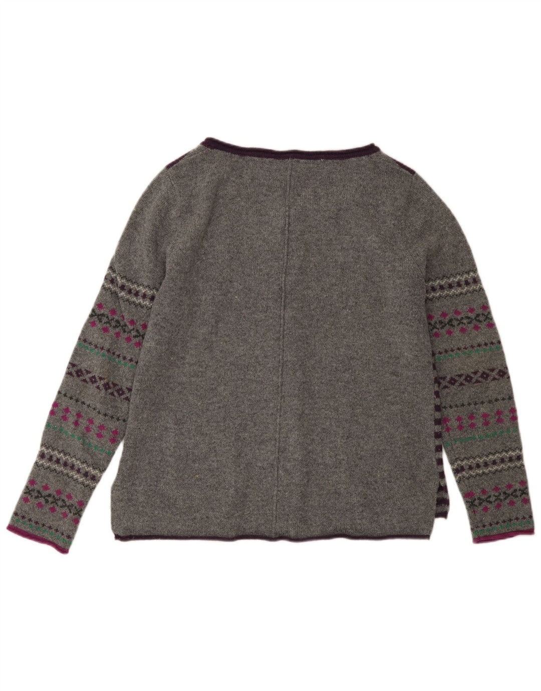Suéter cardigã feminino White Stuff UK 12 lã listrada cinza médio