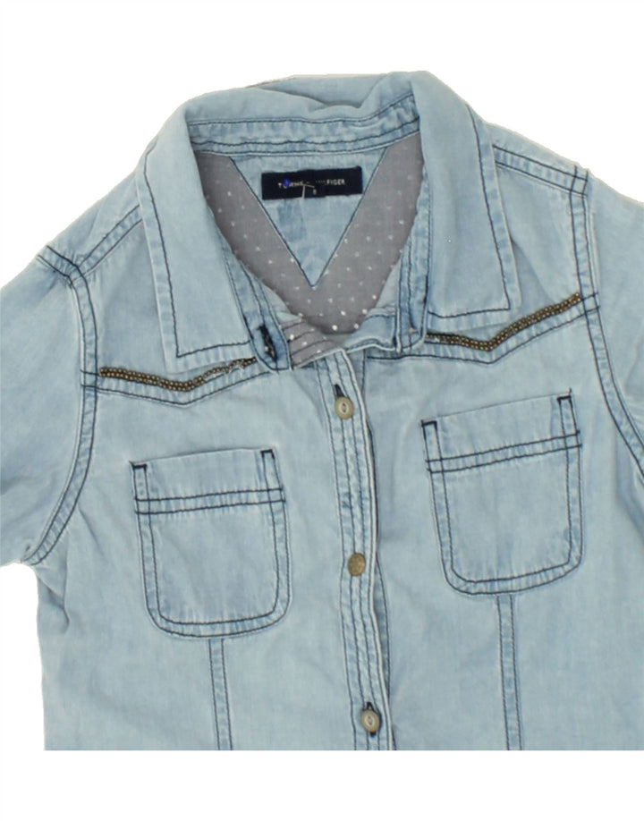 TOMMY HILFIGER Girls Denim Shirt 7-8 Years Blue Cotton Vintage Tommy Hilfiger and Second-Hand Tommy Hilfiger from Messina Hembry 